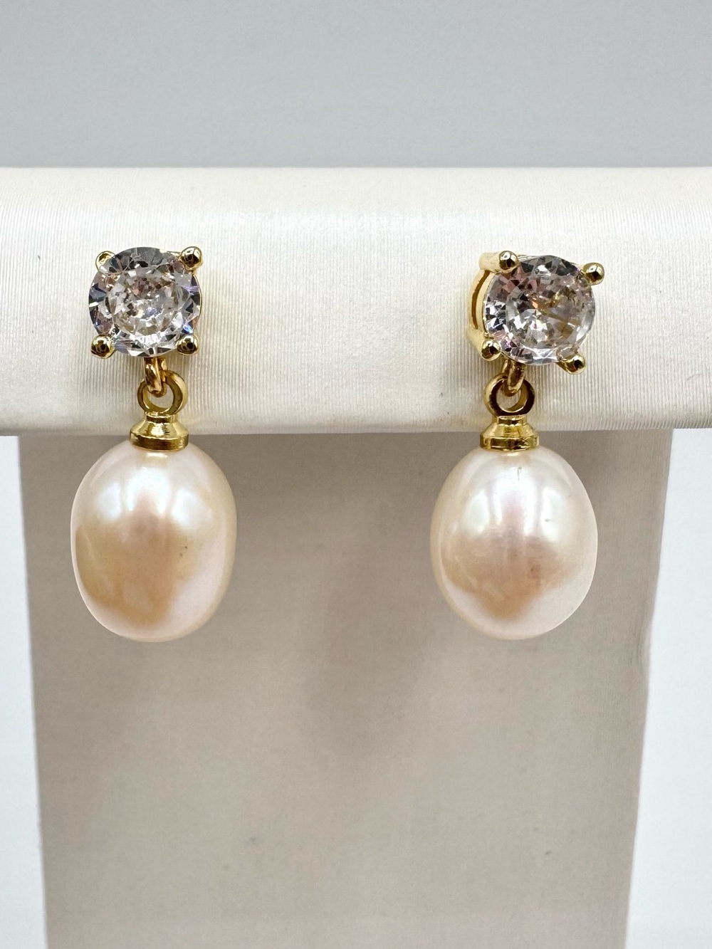 Genuine Pearl And Crystal Rhinestone Dainty Drop Earrings Delicate Mermaid Glam